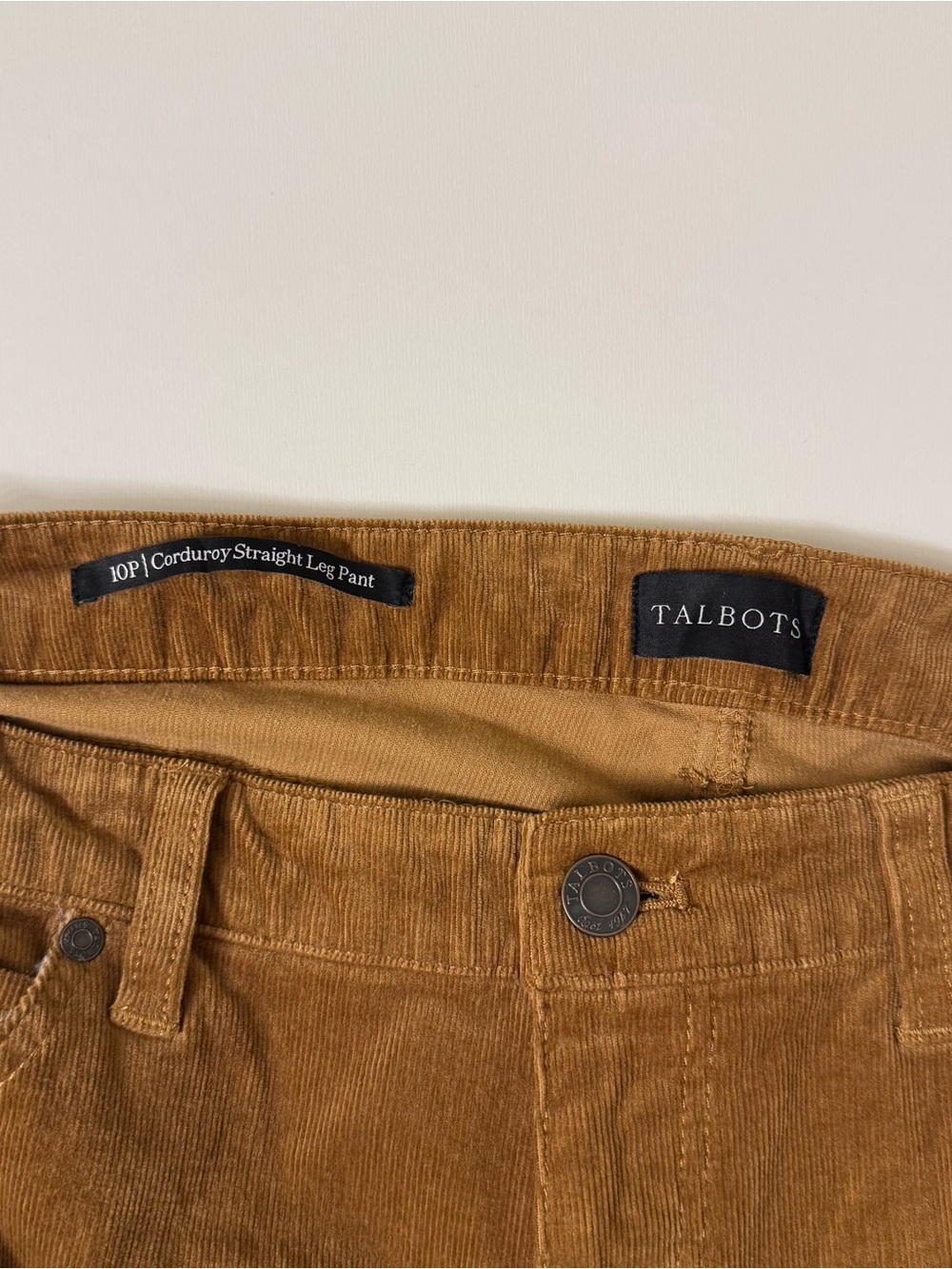 Talbots Womens Jeans Brown Corduroy Straight Leg Pant Cotton Blend Size 10p - Picture 3 of 6